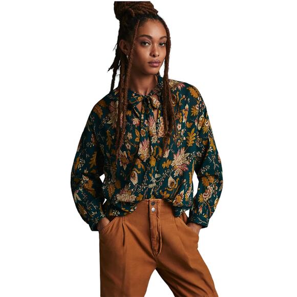 Anthropologie Tops - Anthropologie Pilcro The Tavi Tie Neck Button Down Blouse